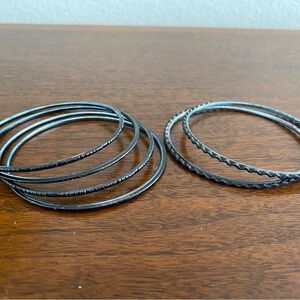 Set of Six Chic Black Bangle Bracelets!